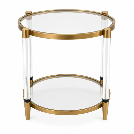 Home Center Delaney Glass Top End Table | Gold Metal - used 3 months - Al Thahani Furniture