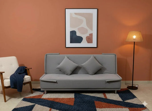 Home Center Grey Fabric Sofa Bed | Space - Saving Day - to - Night Solution - althahanifurniture