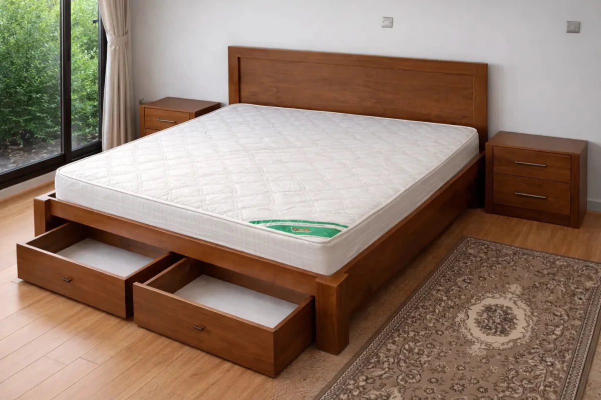 Home Center King Bed Set | 180×200 cm with Mattress & Storage | Matching Nightstands & Dresser - althahanifurniture
