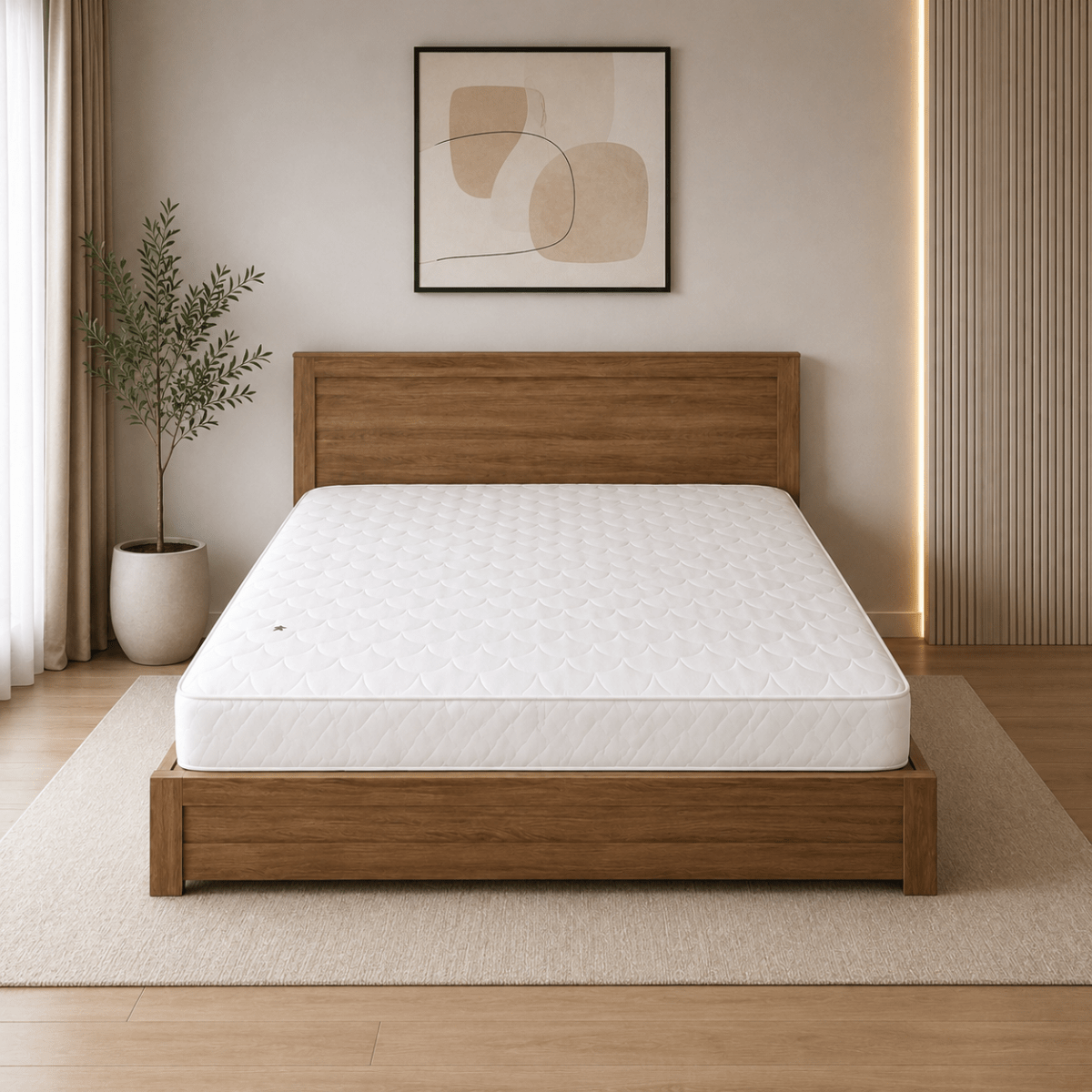 Home Center King Bed Set | Warm Wood & White Finish without mattress - used - 10 months - Al Thahani Furniture