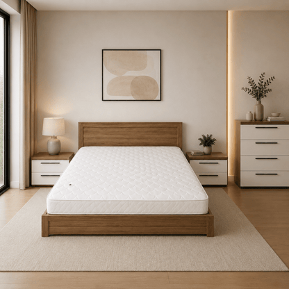 Home Center King Bed Set | Warm Wood & White Finish without mattress - used - 10 months - Al Thahani Furniture