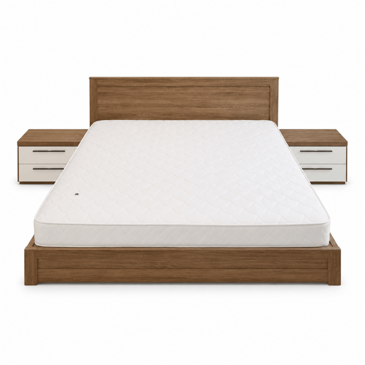 Home Center King Bed Set | Warm Wood & White Finish without mattress - used - 10 months - Al Thahani Furniture
