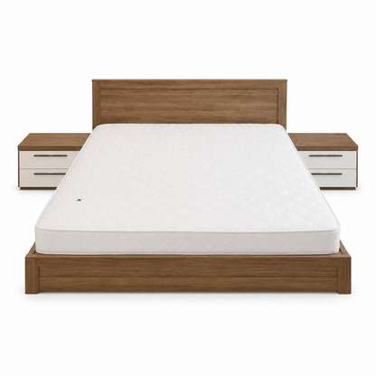 Home Center King Bed Set | Warm Wood & White Finish without mattress - used - 10 months - Al Thahani Furniture