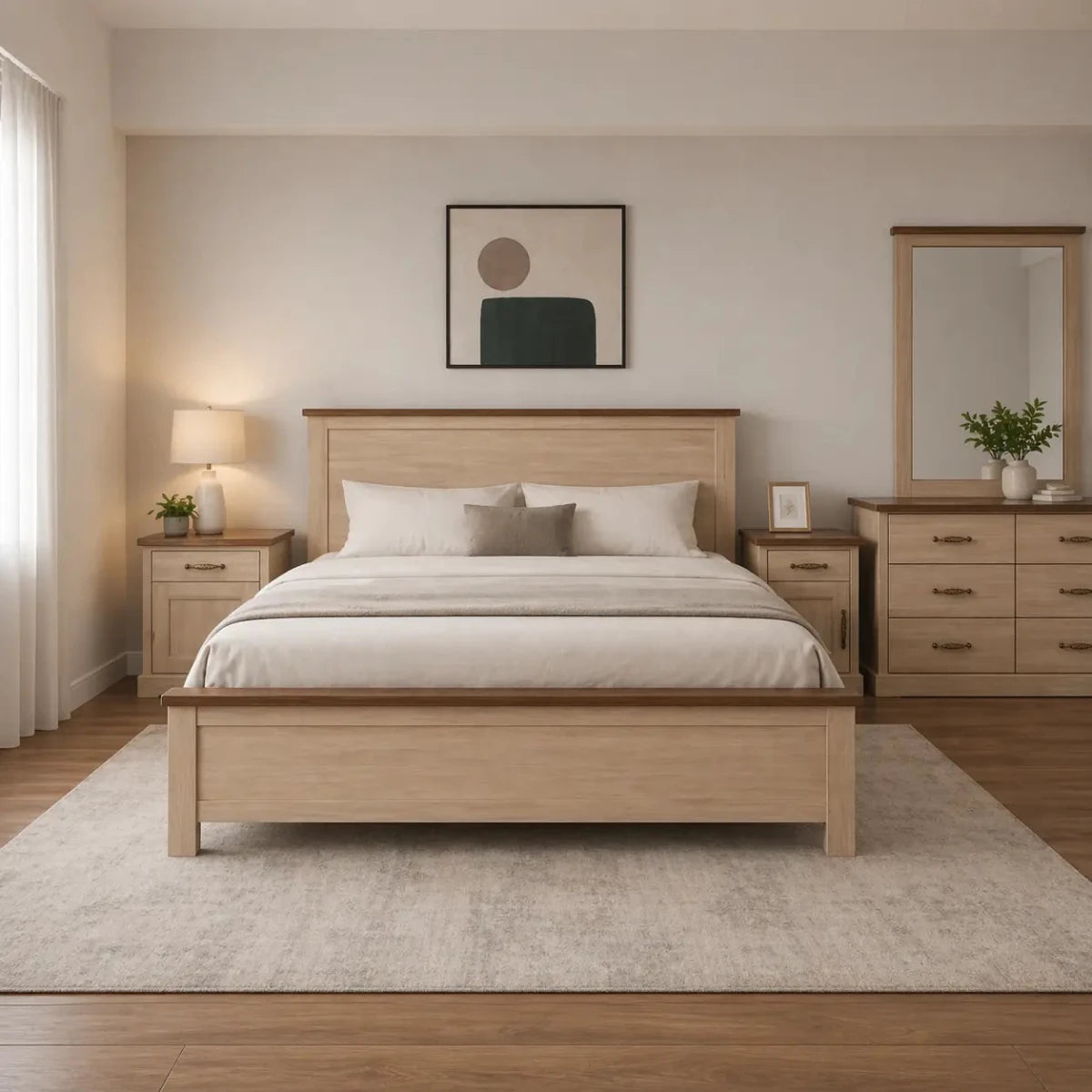Home Center King Bedroom Set – 180x200 cm Bed with Mattress(Used – 1 Year, Excellent Condition) - Al Thahani Furniture