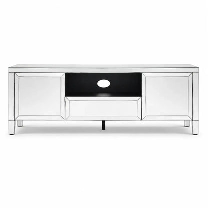 Home Center Majestic TV Unit | Glam-Style Mirrored - used 4 months - Al Thahani Furniture