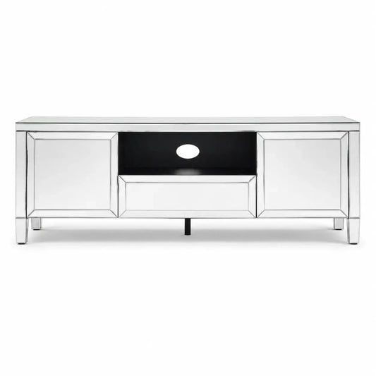 Home Center Majestic TV Unit | Glam-Style Mirrored - used 4 months - Al Thahani Furniture