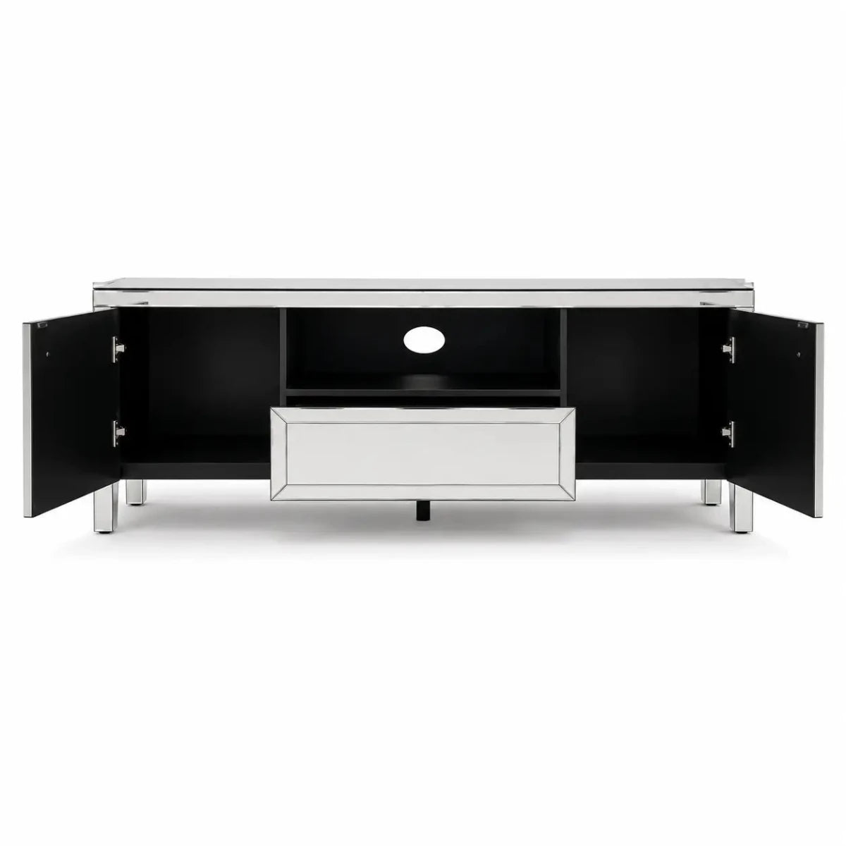 Home Center Majestic TV Unit | Glam-Style Mirrored - used 4 months - Al Thahani Furniture