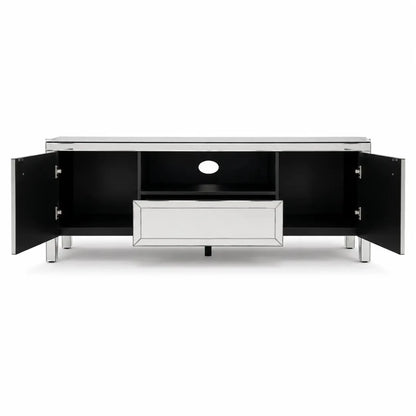 Home Center Majestic TV Unit | Glam-Style Mirrored - used 4 months - Al Thahani Furniture