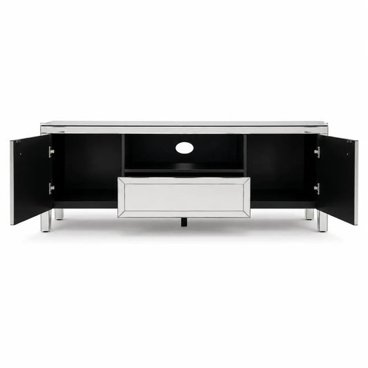 Home Center Majestic TV Unit | Glam-Style Mirrored - used 4 months - Al Thahani Furniture