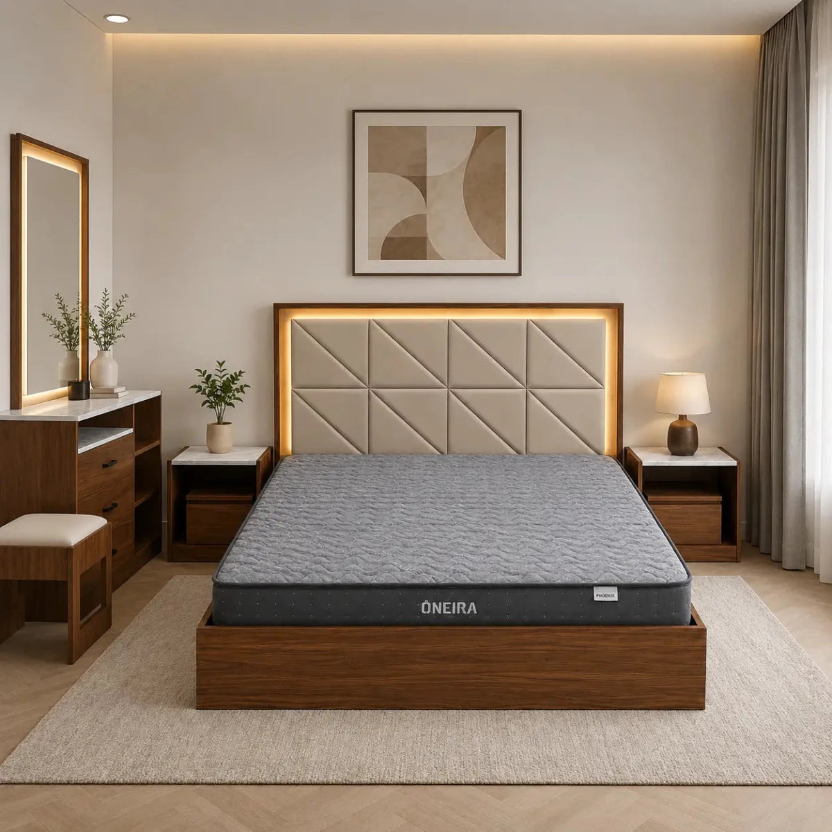 Home Center Modern Bed Set with Mattress 180x200cm - used 8 months - Al Thahani Furniture