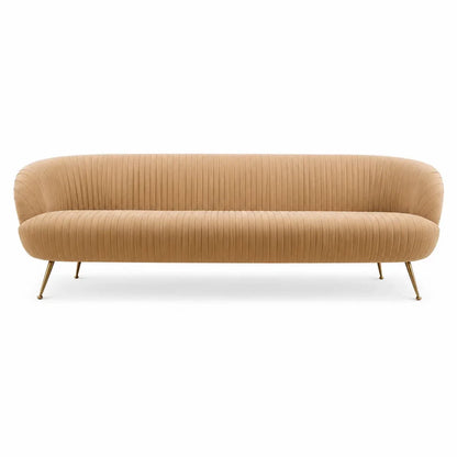Home Center Montrose 3-Seater Sofa | Velvet, Curved Silhouette, Gold Legs - used 9 months - Al Thahani Furniture