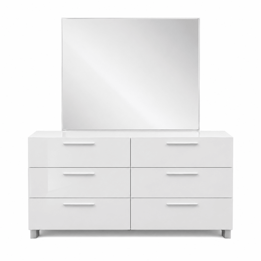 Home Center Next 6-Drawer Dresser with Mirror - used 8 months - Al Thahani Furniture