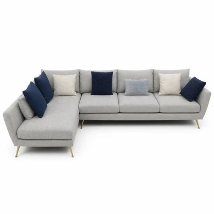 Home Center Peyton 4-Seater Fabric Right Corner Sofa | Gold Metal Legs - used 8 months - Al Thahani Furniture