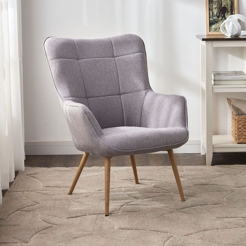Home Center Rudnick Fabric Armchair – Traditional Wingback, Biscuit Tufting, Metal Frame - althahanifurniture