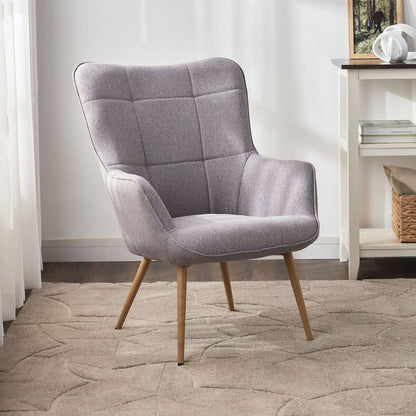 Home Center Rudnick Fabric Armchair – Traditional Wingback, Biscuit Tufting, Metal Frame - althahanifurniture