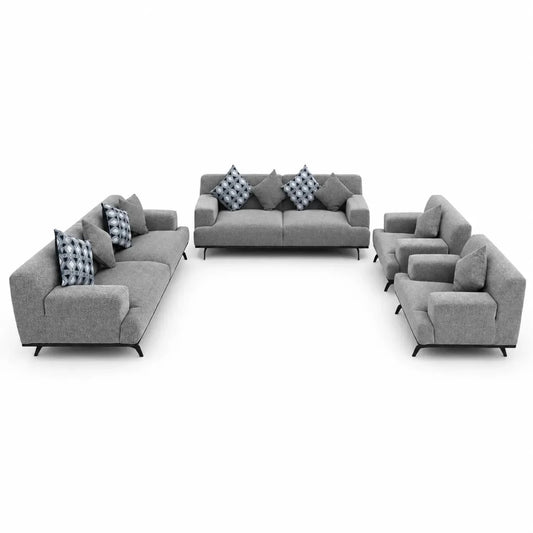 Home Center Steve Fabric Sofa Set | 3-Seater + 2-Seater + 2 Armchairs Textured Upholstery - used 1 Year - Al Thahani Furniture