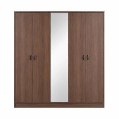 Home Center Zen 5-Door Wardrobe with 2 Drawers | Mirrored Door - used 6 months - Al Thahani Furniture