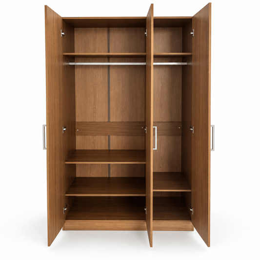 Home Centre 3-Door Wooden Wardrobe with Hanging Rails & Shelves – Natural Oak Brown - Al Thahani Furniture