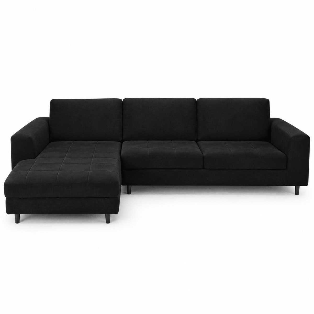Home Centre 3-Seater Fabric Corner Sofa with Chaise & Matching Ottoman – Dark Charcoal - Al Thahani Furniture
