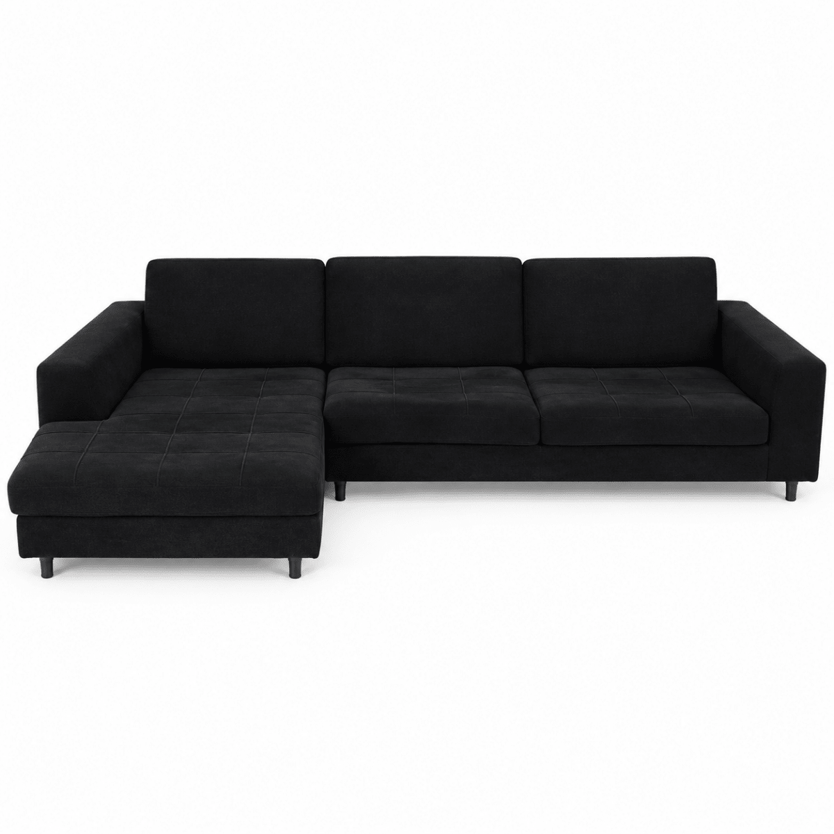 Home Centre 3-Seater Fabric Corner Sofa with Chaise & Matching Ottoman – Dark Charcoal - Al Thahani Furniture