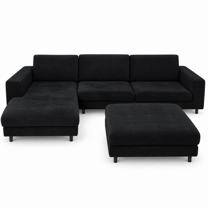 Home Centre 3-Seater Fabric Corner Sofa with Chaise & Matching Ottoman – Dark Charcoal - Al Thahani Furniture