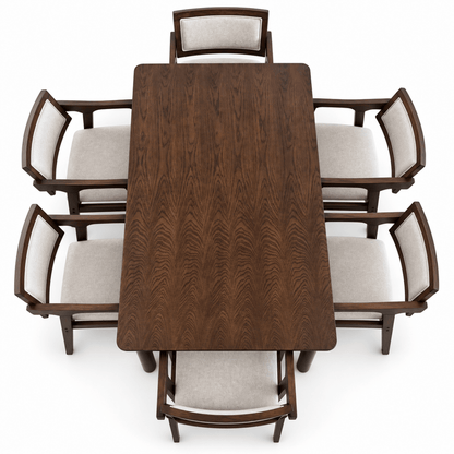 Home Centre 6-Seater Wooden Dining Set – Dark Walnut & Beige - Al Thahani Furniture