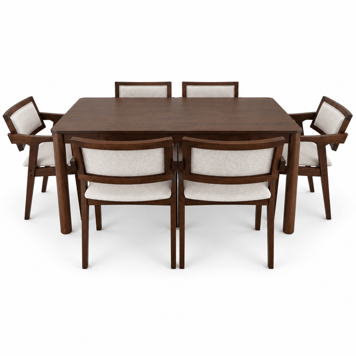 Home Centre 6-Seater Wooden Dining Set – Dark Walnut & Beige - Al Thahani Furniture