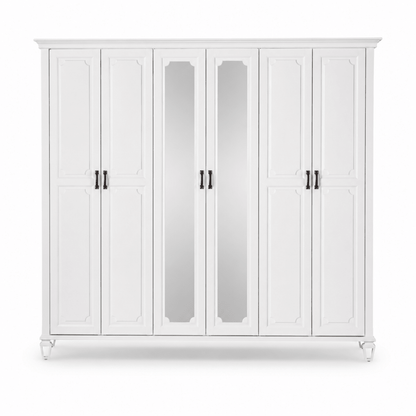 Home Centre Aaliyah 6-Door Mirrored Wardrobe – White - Al Thahani Furniture