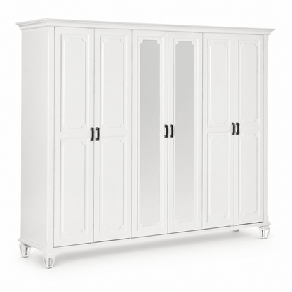 Home Centre Aaliyah 6-Door Mirrored Wardrobe – White - Al Thahani Furniture