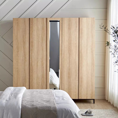 Home Centre Anders 5-Door Wardrobe with Mirror | Oak - Al Thahani Furniture