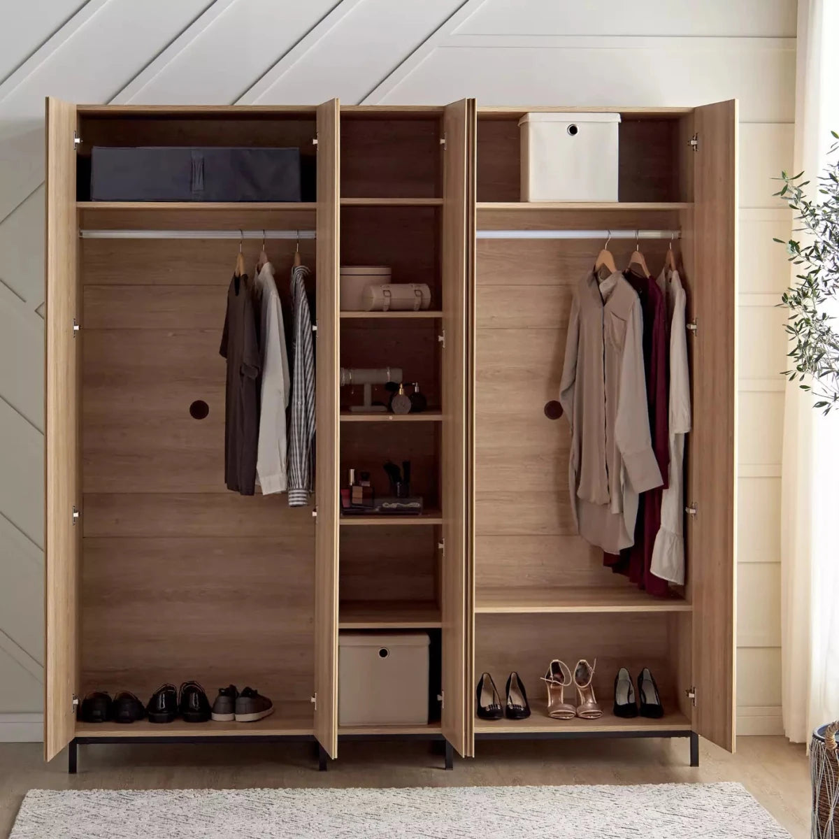 Home Centre Anders 5-Door Wardrobe with Mirror | Oak - Al Thahani Furniture