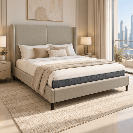 Home Centre Anders King Bed with Mattress – Beige & Black – 180 × 200 cm - Al Thahani Furniture