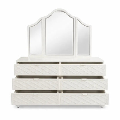 Home Centre Arabesque 6 - Drawer Dresser with Tri - Fold Mirror – Used 8 Months (Excellent Condition) - althahanifurniture