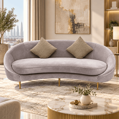 Home Centre Aurelia Curved 3-Seater Sofa – 220 cm – Soft Mauve - Al Thahani Furniture