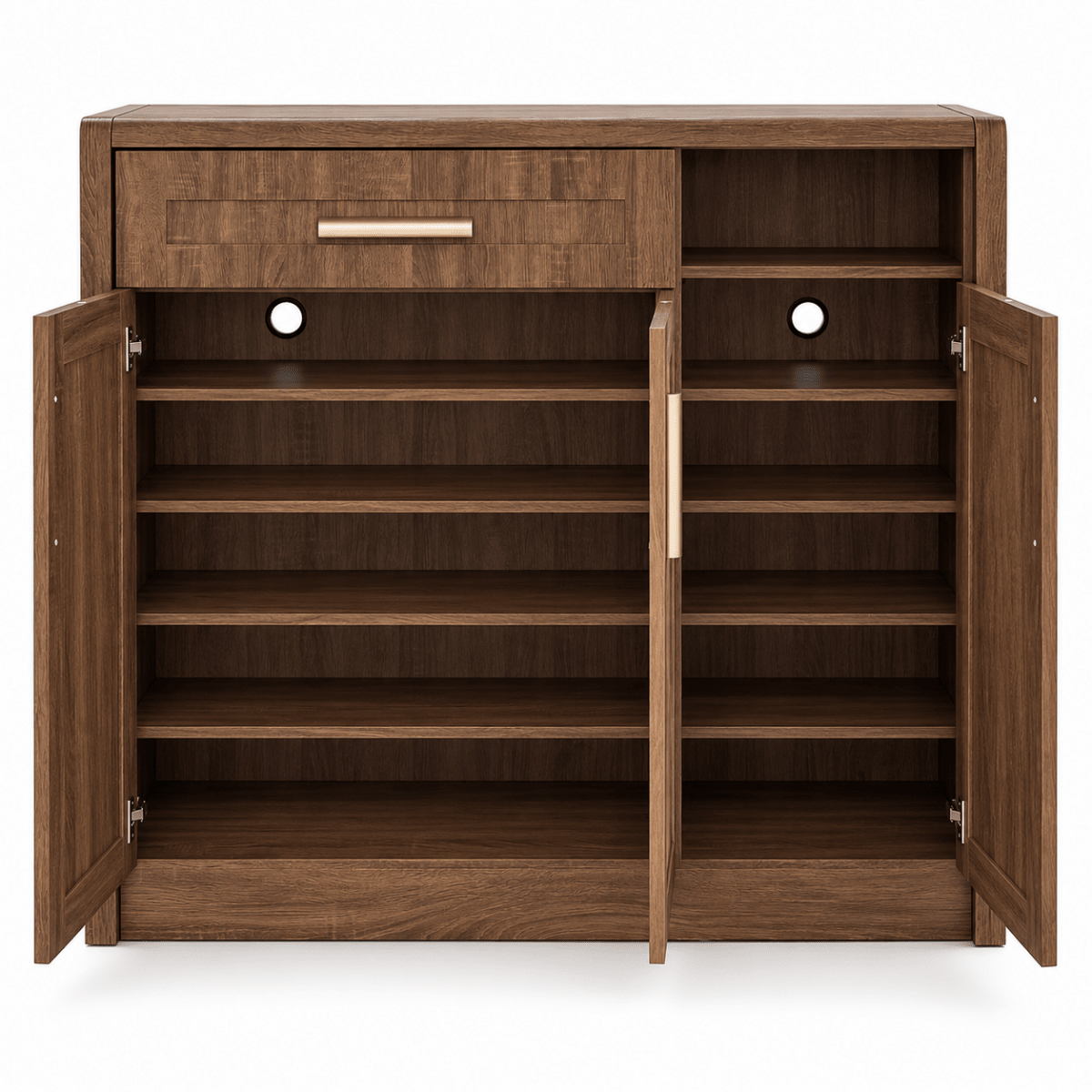 Home Centre BP Saturn 3-Door Shoe Cabinet with Drawer – Brown – 120 × 39.5 × 120 cm - Al Thahani Furniture