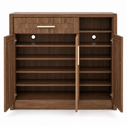 Home Centre BP Saturn 3-Door Shoe Cabinet with Drawer – Brown – 120 × 39.5 × 120 cm - Al Thahani Furniture