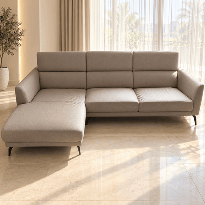 Home Centre Carrie 4-Seater Faux Leather Left Corner Sofa – Beige – 261 × 174 × 72 cm - Al Thahani Furniture