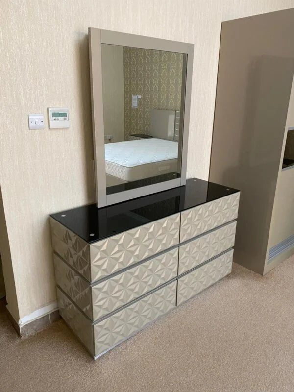 Home Centre Complete King Bedroom Suite | Beige & Brown | 6 - Piece Set, 180x200cm - althahanifurniture