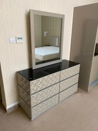 Home Centre Complete King Bedroom Suite | Beige & Brown | 6 - Piece Set, 180x200cm - althahanifurniture