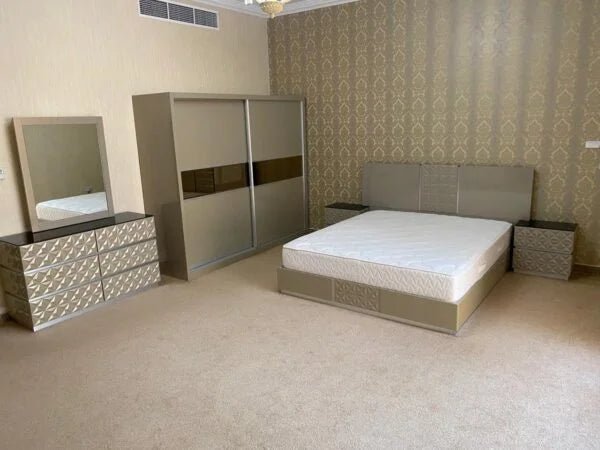 Home Centre Complete King Bedroom Suite | Beige & Brown | 6 - Piece Set, 180x200cm - althahanifurniture