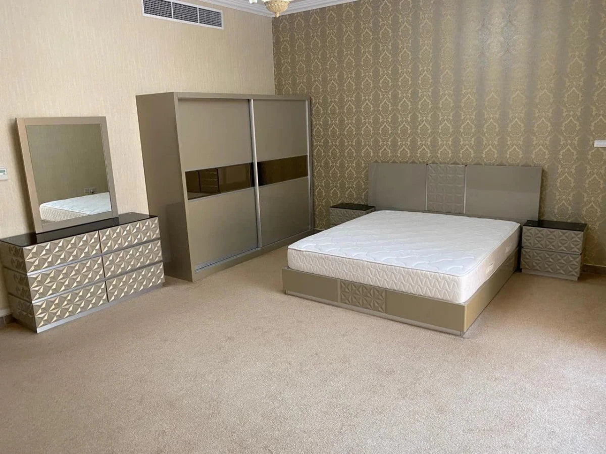 Home Centre Complete King Bedroom Suite | Beige & Brown | 6 - Piece Set, 180x200cm - althahanifurniture