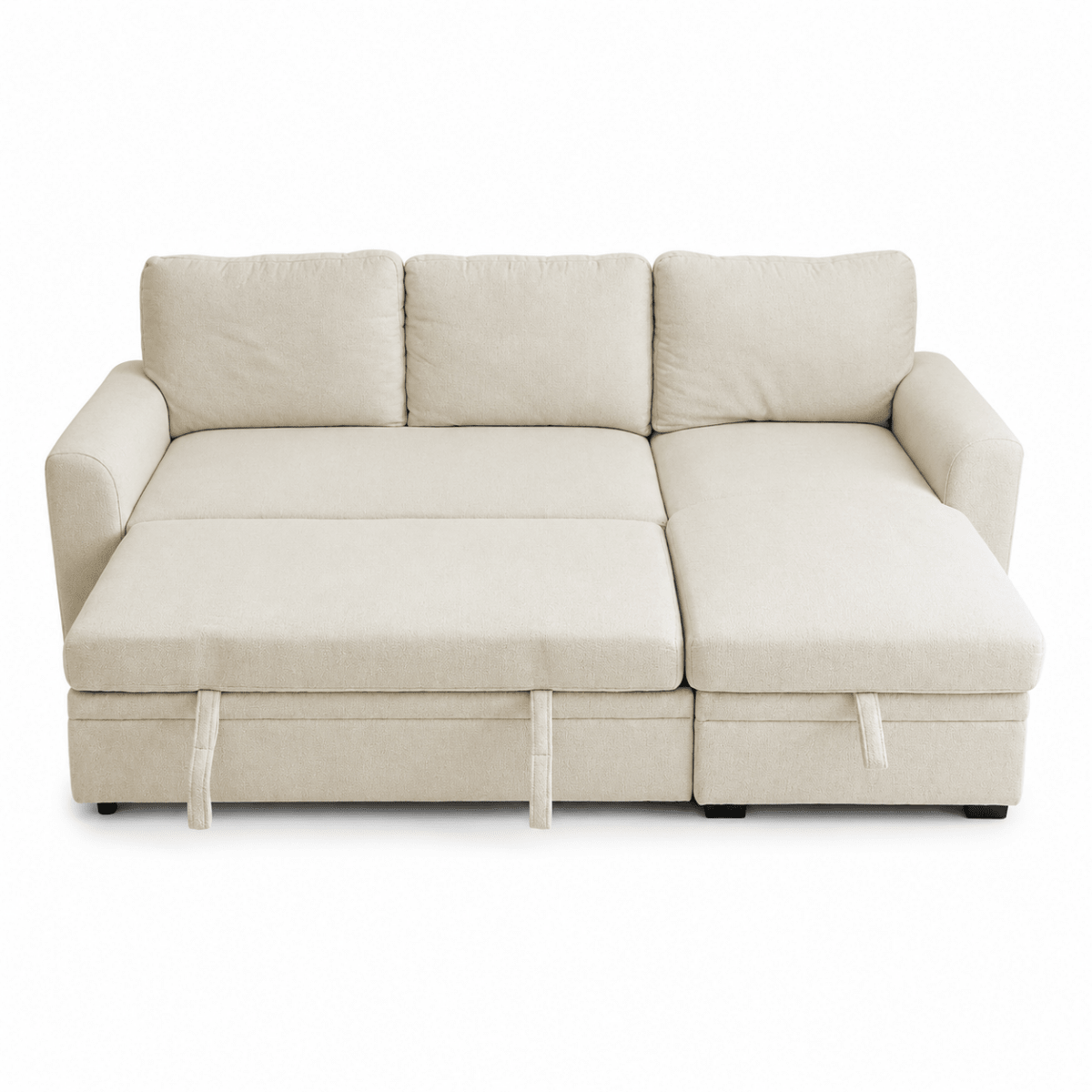 Home Centre Cream 3-Seater Pull-Out Sofa Bed with Storage Chaise - Al Thahani Furniture