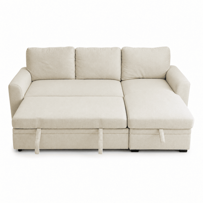 Home Centre Cream 3-Seater Pull-Out Sofa Bed with Storage Chaise - Al Thahani Furniture