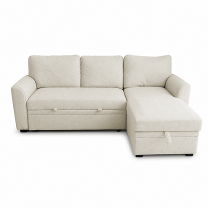 Home Centre Cream 3-Seater Pull-Out Sofa Bed with Storage Chaise - Al Thahani Furniture