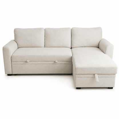 Home Centre Cream 3-Seater Pull-Out Sofa Bed with Storage Chaise - Al Thahani Furniture