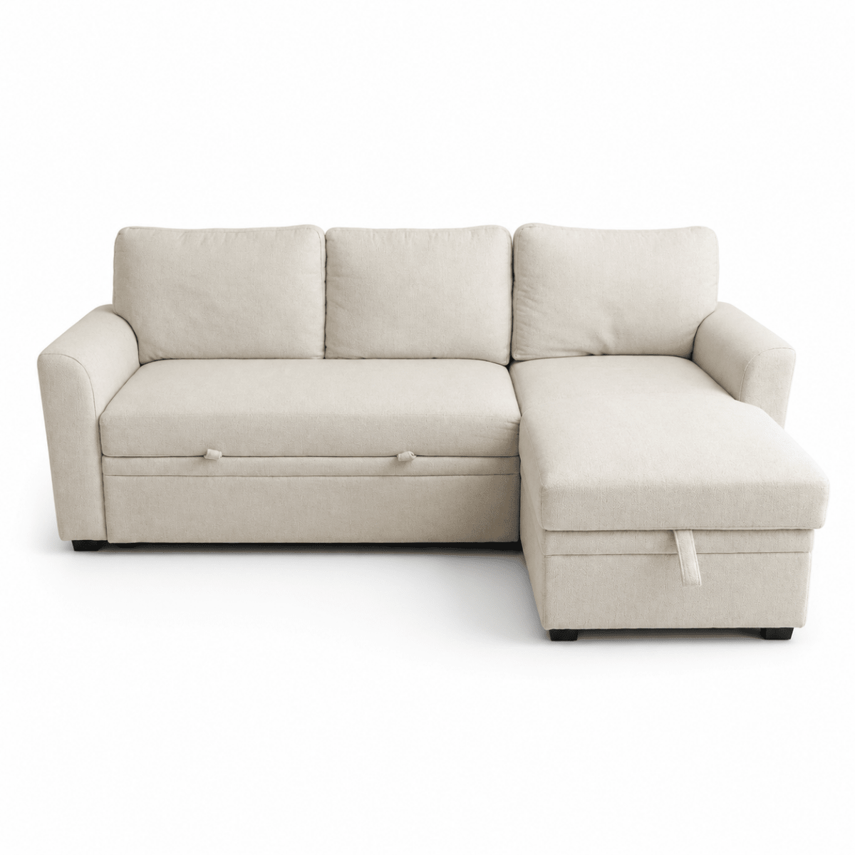Home Centre Cream 3-Seater Pull-Out Sofa Bed with Storage Chaise - Al Thahani Furniture