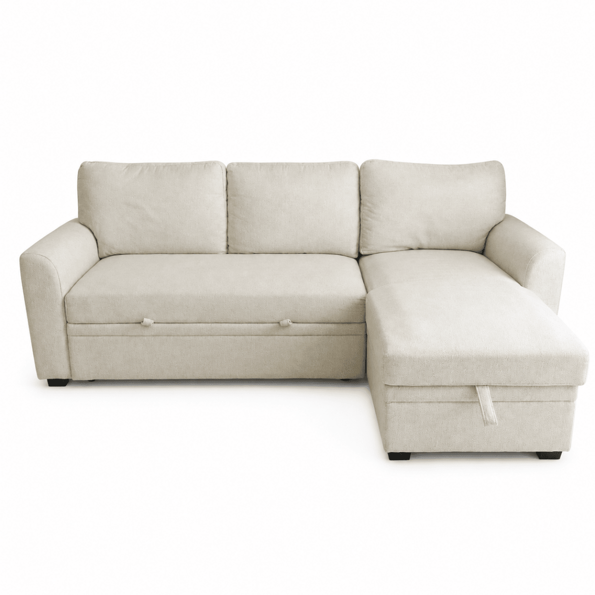 Home Centre Cream 3-Seater Pull-Out Sofa Bed with Storage Chaise - Al Thahani Furniture