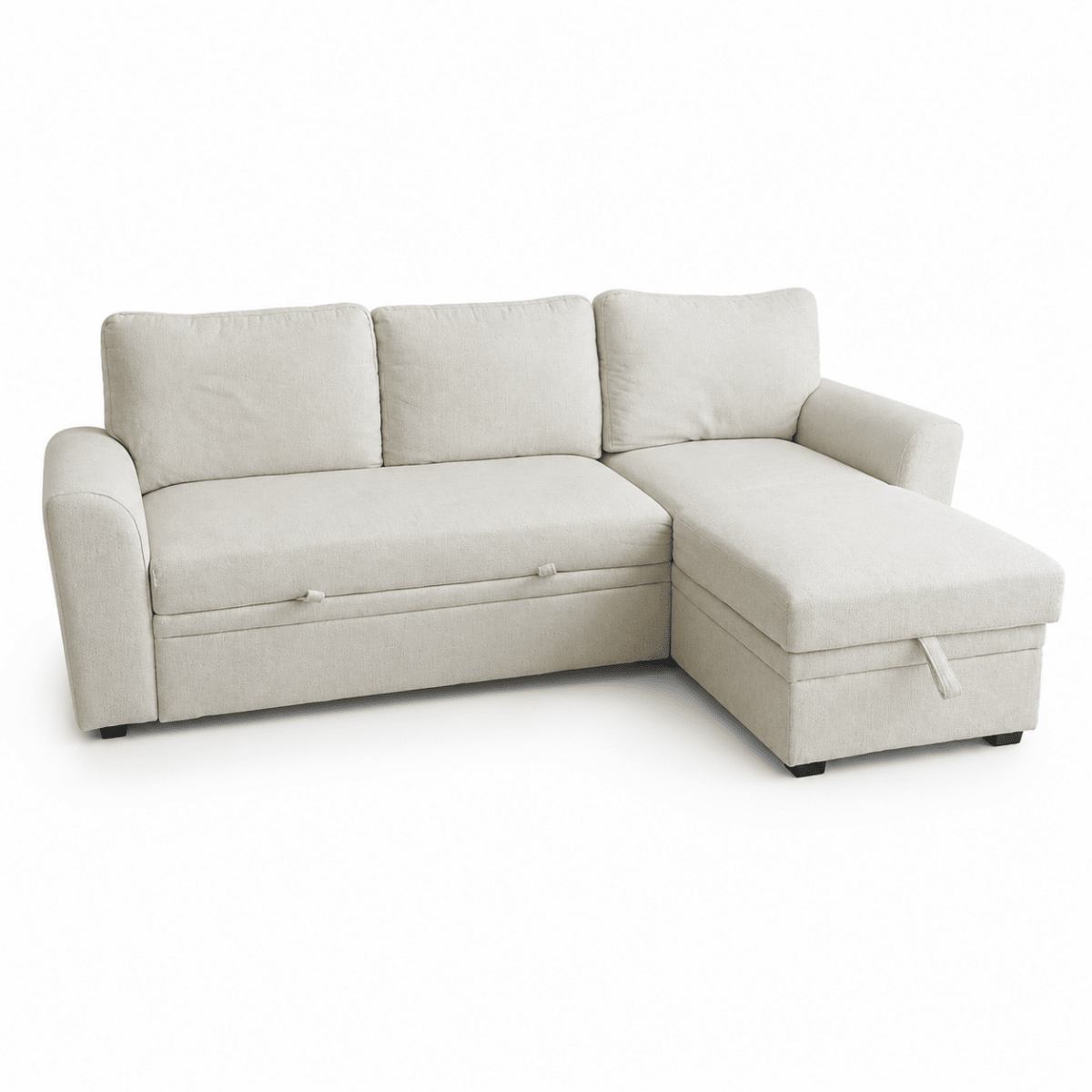 Home Centre Cream 3-Seater Pull-Out Sofa Bed with Storage Chaise - Al Thahani Furniture