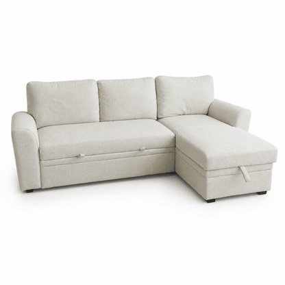 Home Centre Cream 3-Seater Pull-Out Sofa Bed with Storage Chaise - Al Thahani Furniture