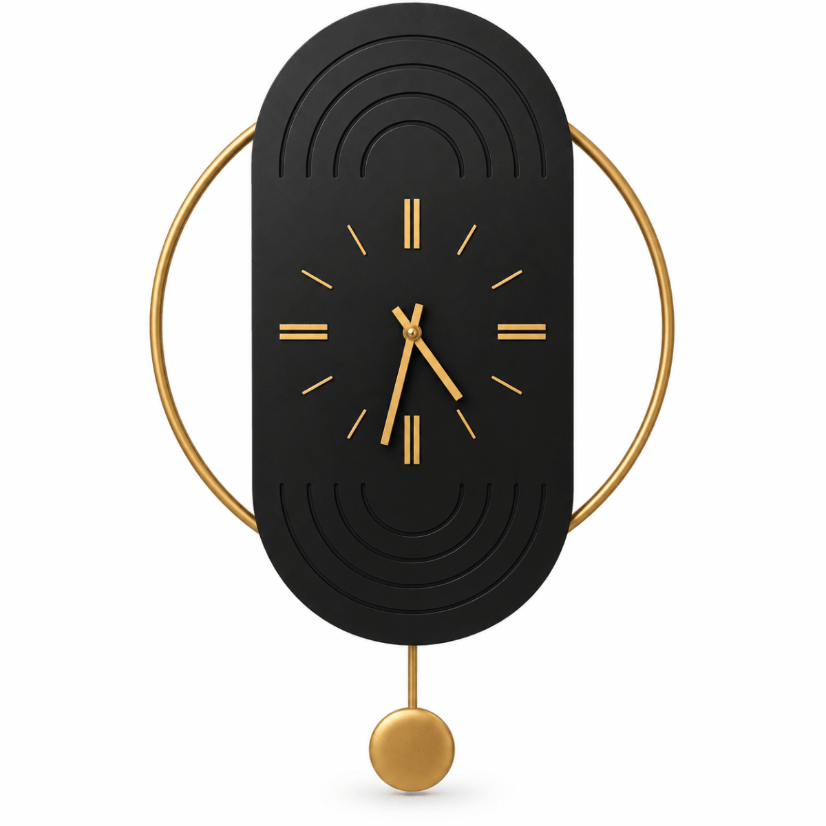Home Centre Dahlia Pendulum Wall Clock – Black & Gold – 70 × 40 cm - Al Thahani Furniture